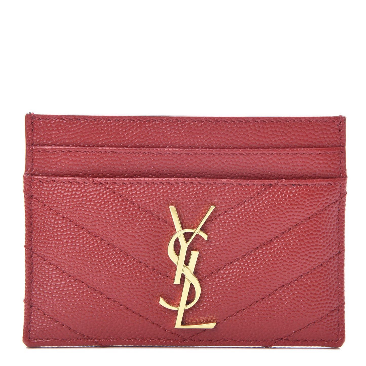 Grain De Poudre Matelasse Chevron Monogram Credit Card Case New Red