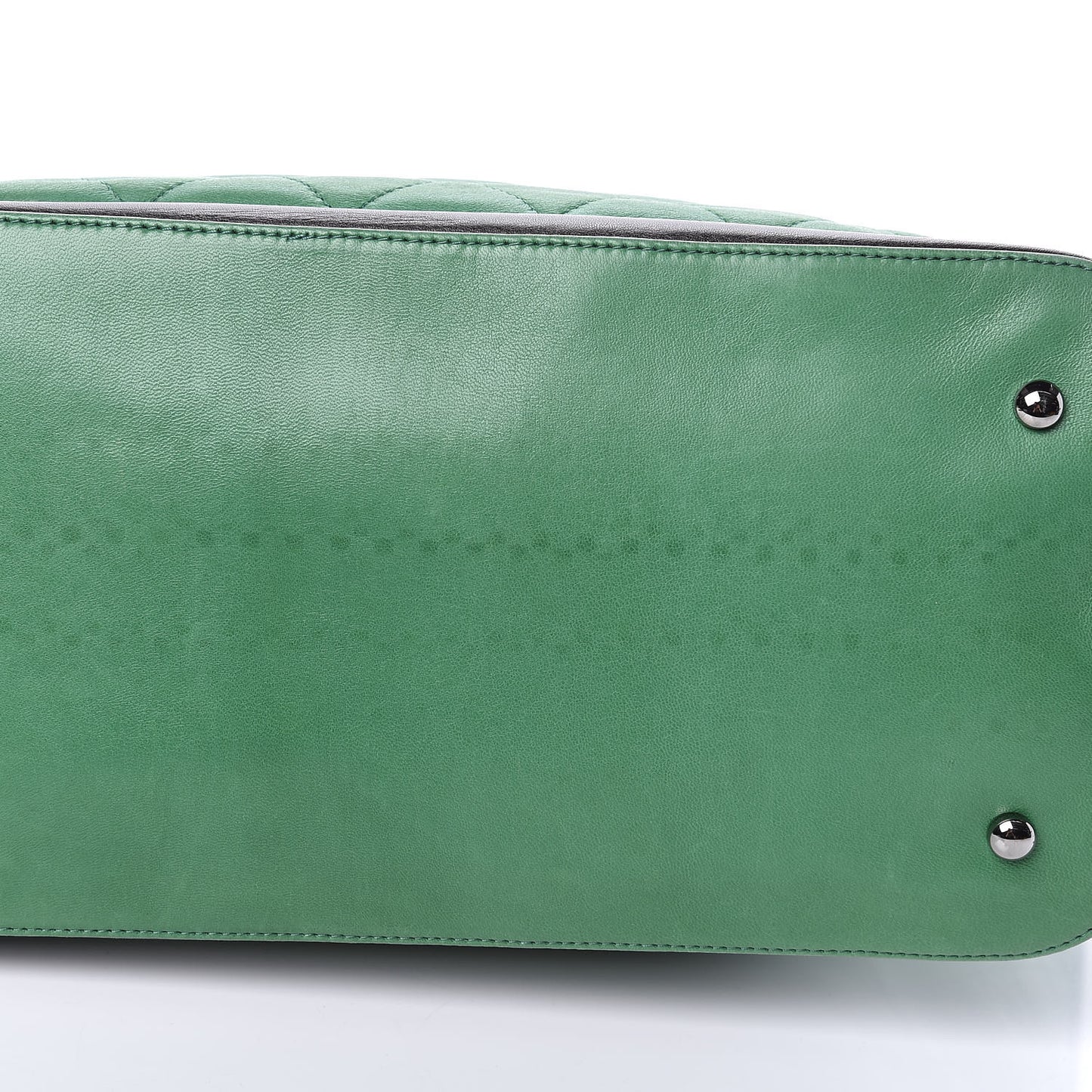 Lambskin Quilted Country Club Tote Green Black