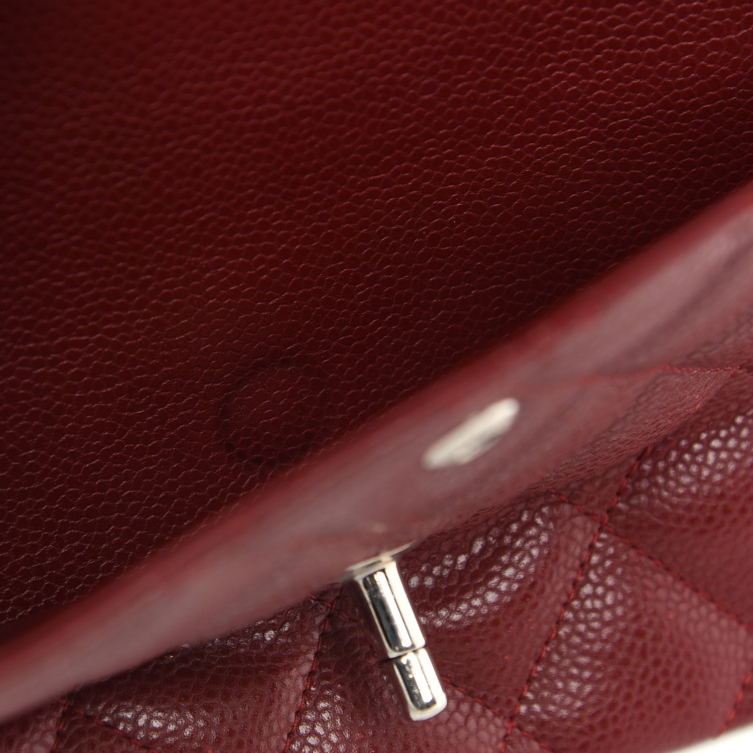 Chanel Caviar Quilted Jumbo Double Flap Dark Red 11 of 11