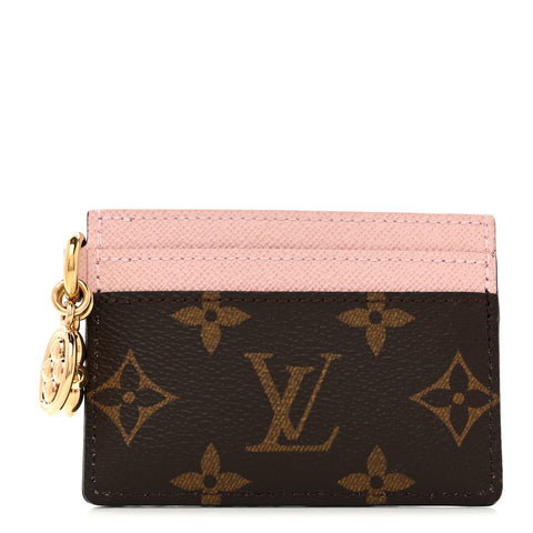 Monogram LV Charms Card Holder Rose Ballerine