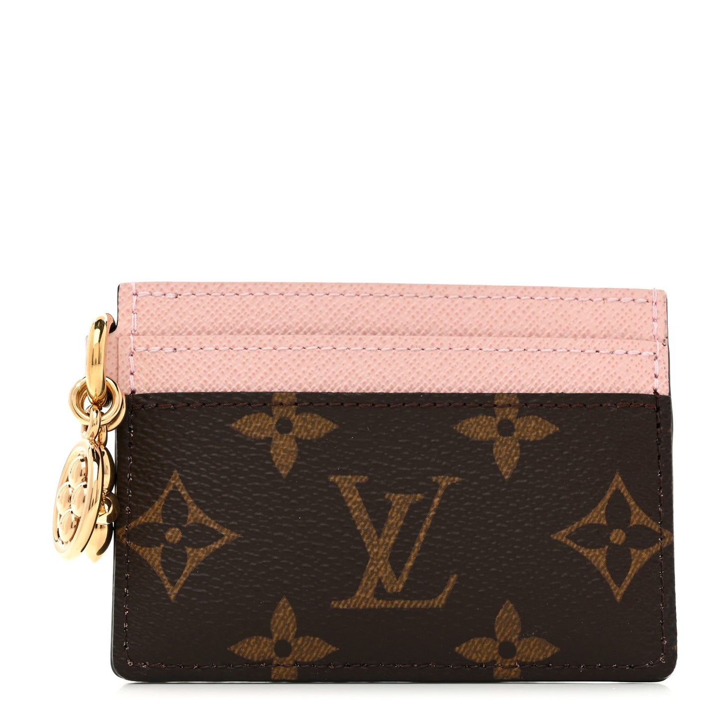 Monogram LV Charms Card Holder Rose Ballerine
