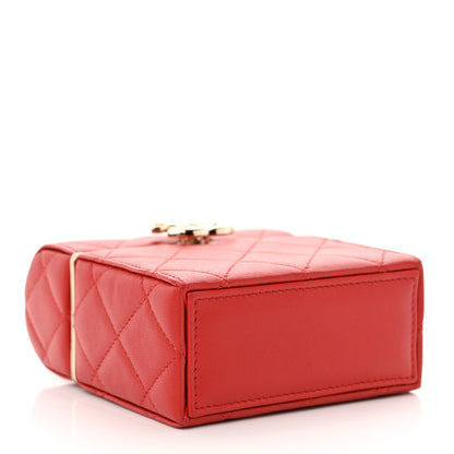 Chanel Lambskin Quilted Small Box With Chain Red 5 of 12