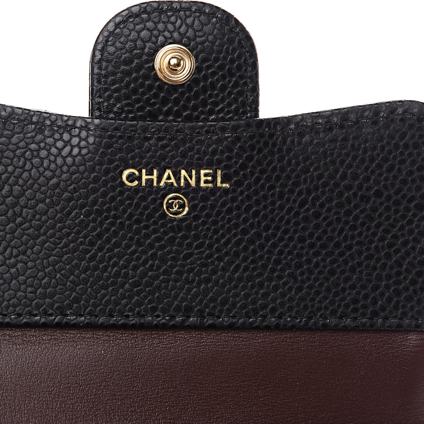 Caviar Quilted Compact Flap Wallet Black