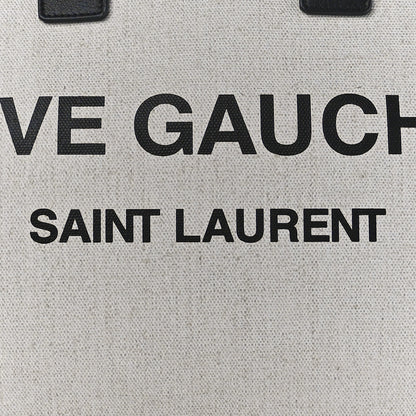 Saint Laurent Linen Calfskin Rive Gauche Tote Optic White 9 of 12