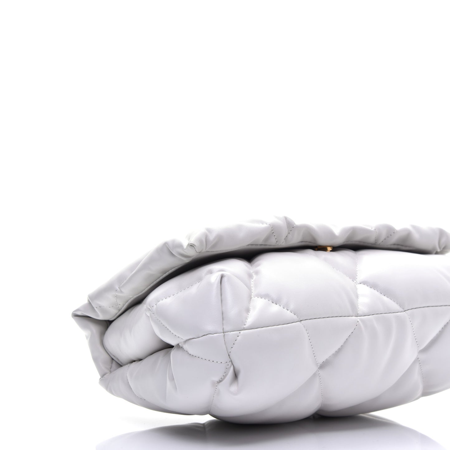 Nappa Calfskin Quilted Touch B Puffy Clutch White