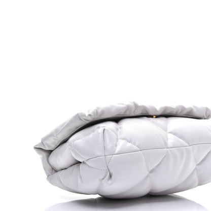 Balenciaga Nappa Calfskin Quilted Touch B Puffy Clutch White 8 of 9