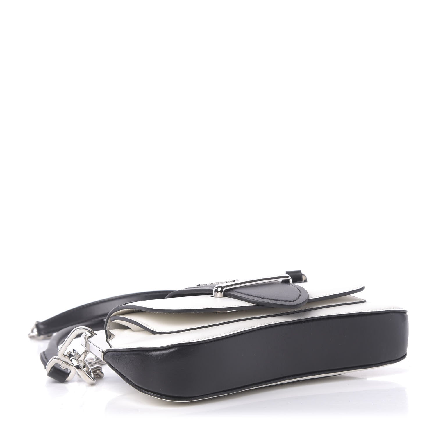 Prada City Calfskin Sidonie Shoulder Bag White Black 5 of 11