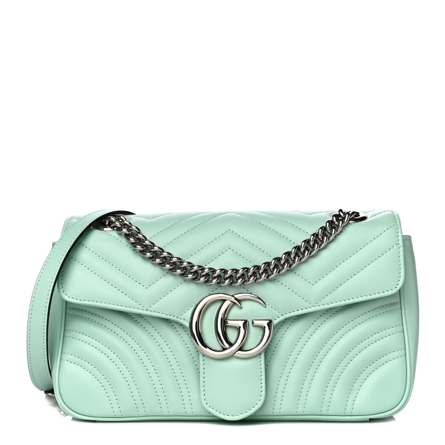 Calfskin Matelasse Small GG Marmont Shoulder Bag Water Green