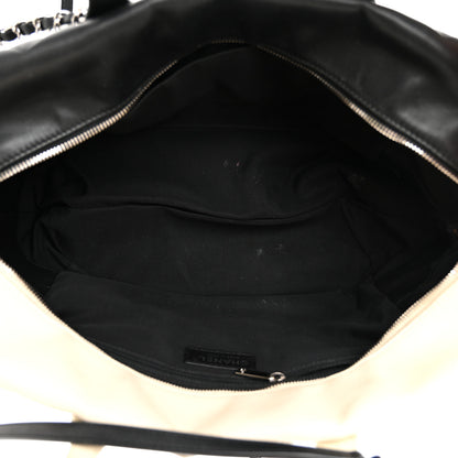 Chanel Calfskin Quilted Large Feather Weight Bowling Bag Black Ivory 5 of 21