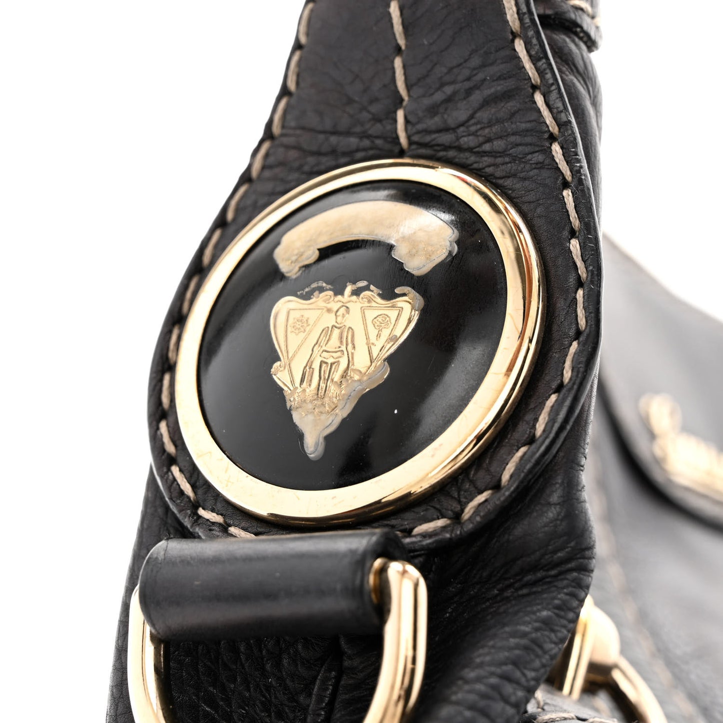 Calfskin Crest Boule Hobo Black
