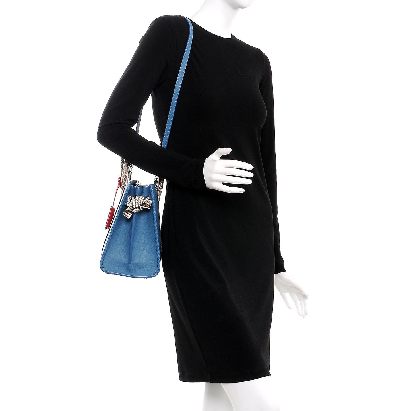 Cuir Plume Python Very Tote Blue Glacier