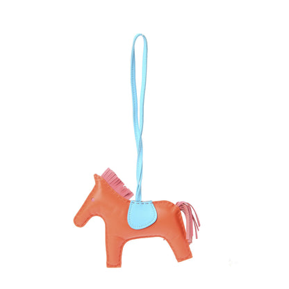 Hermes Milo Lambskin Grigri Rodeo Horse Bag Charm GM Feu Celeste Bleu Rose Azalee 1 of 4
