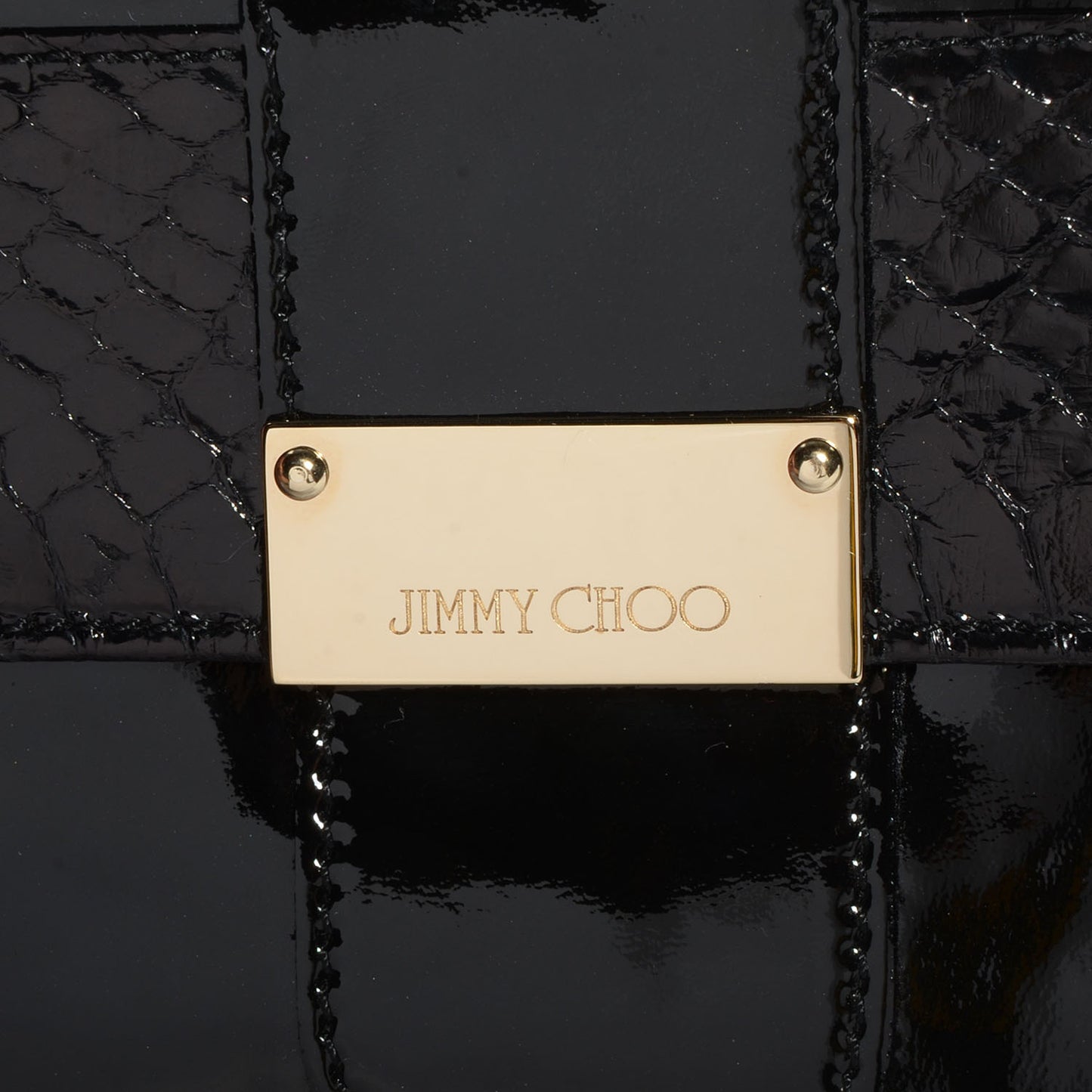 Patent Snake Embossed Ubai Clutch Black