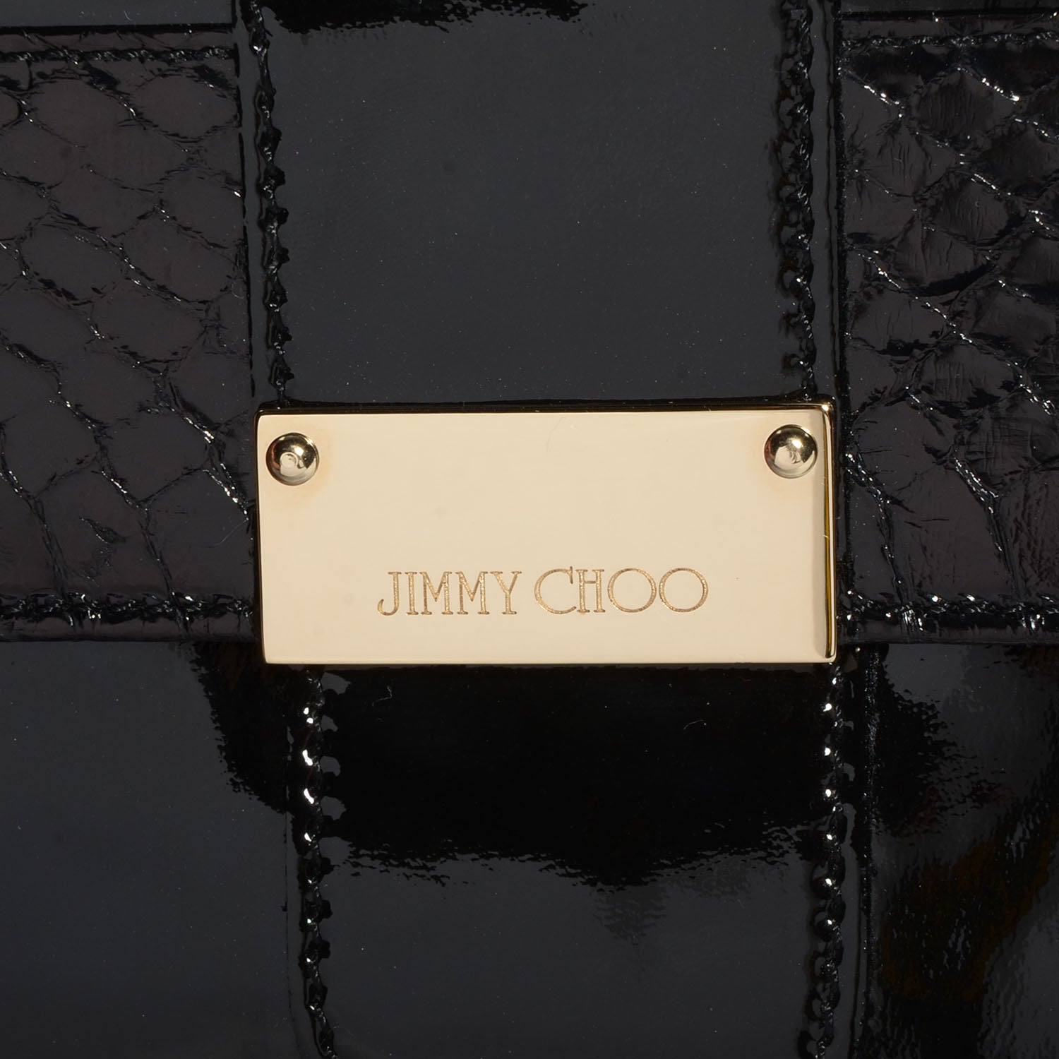 Jimmy Choo Patent Snake Embossed Ubai Clutch Black 8 of 8