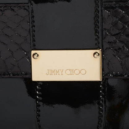 Jimmy Choo Patent Snake Embossed Ubai Clutch Black 8 of 8