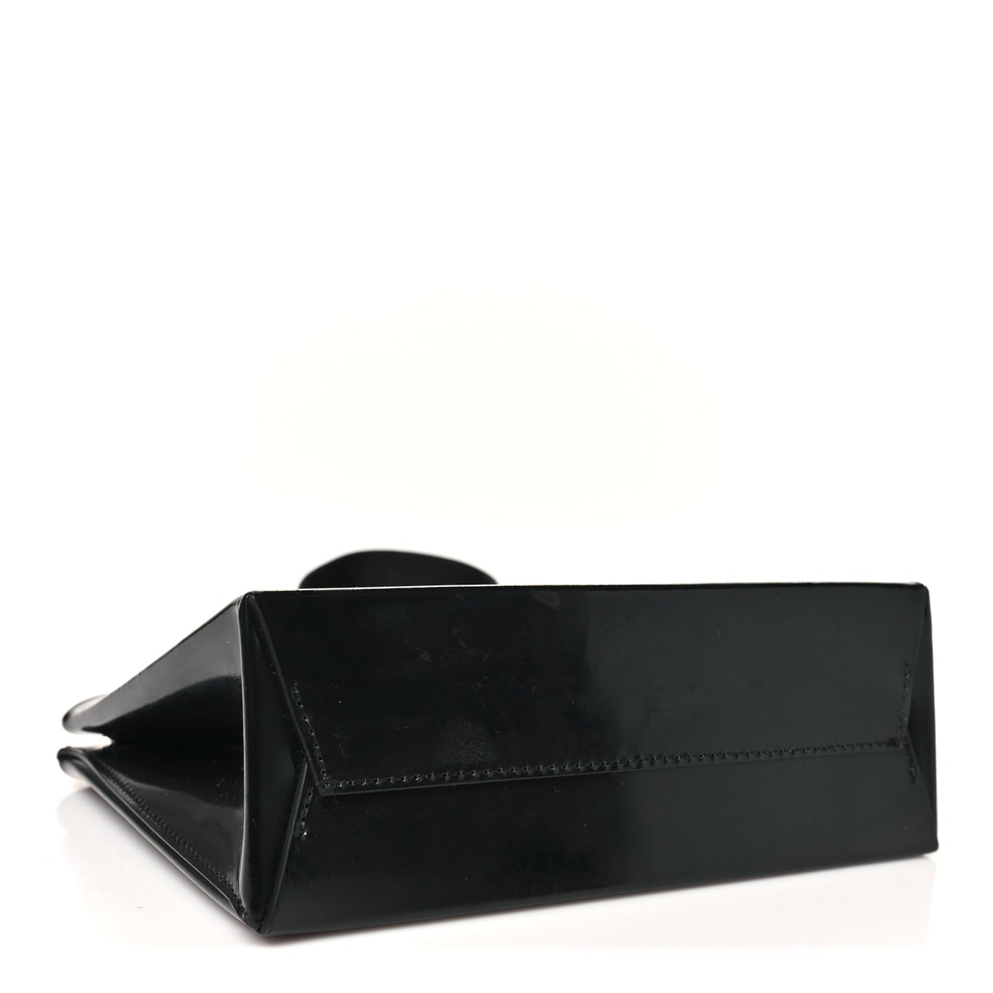 Patent Calfskin Logo Box Bag Black