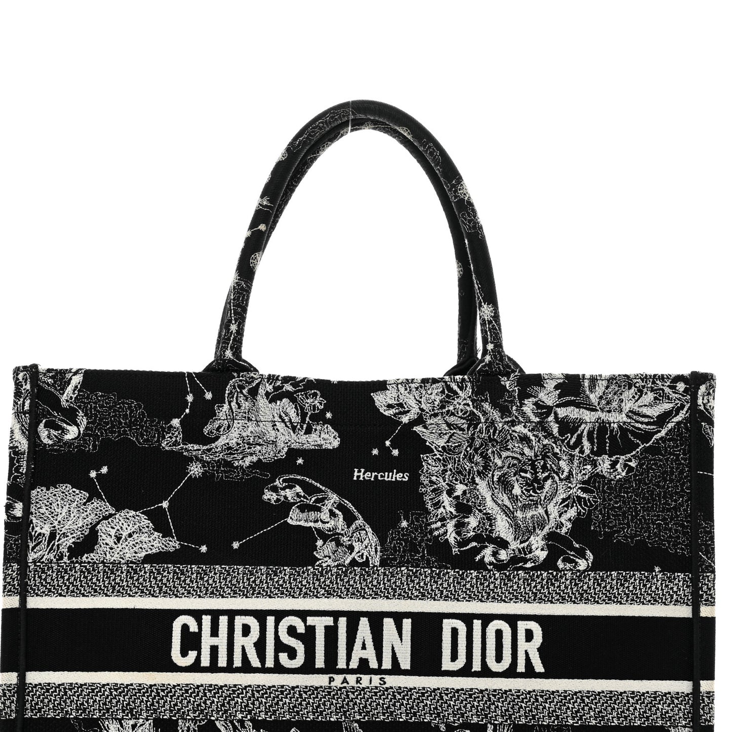 Canvas Embroidered Large Zodiac Toile De Jouy Book Tote Black Multicolor