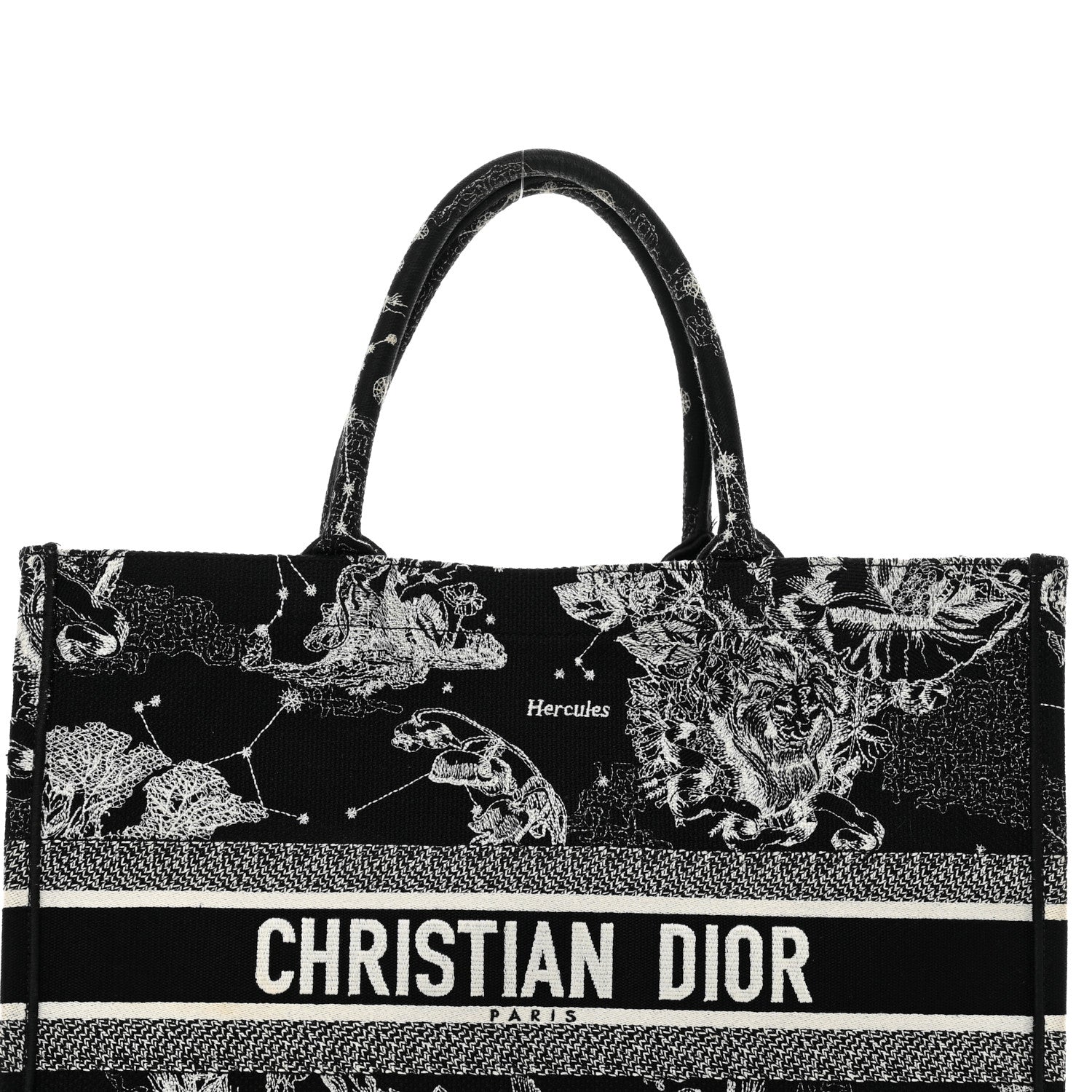 Christian Dior Canvas Embroidered Large Zodiac Toile De Jouy Book Tote Black Multicolor 5 of 10