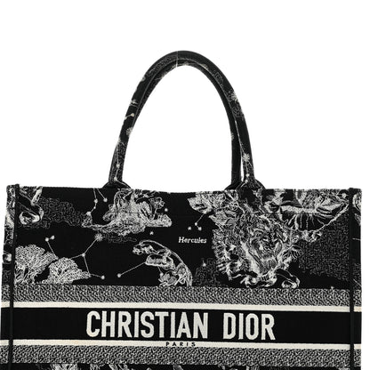 Christian Dior Canvas Embroidered Large Zodiac Toile De Jouy Book Tote Black Multicolor 5 of 10