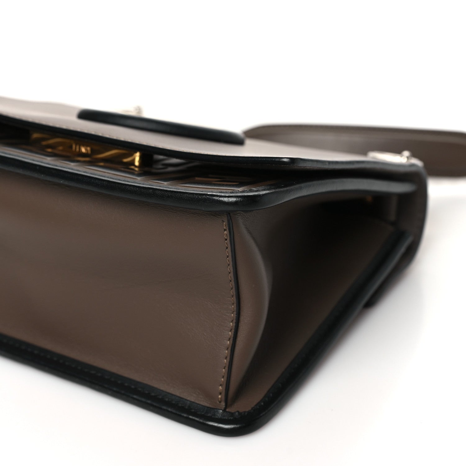 Fendi Vitello Century F is Fendi Bi-Color FF 1974 Embossed Small Kan I Shoulder Bag Maya Black 10 of 10