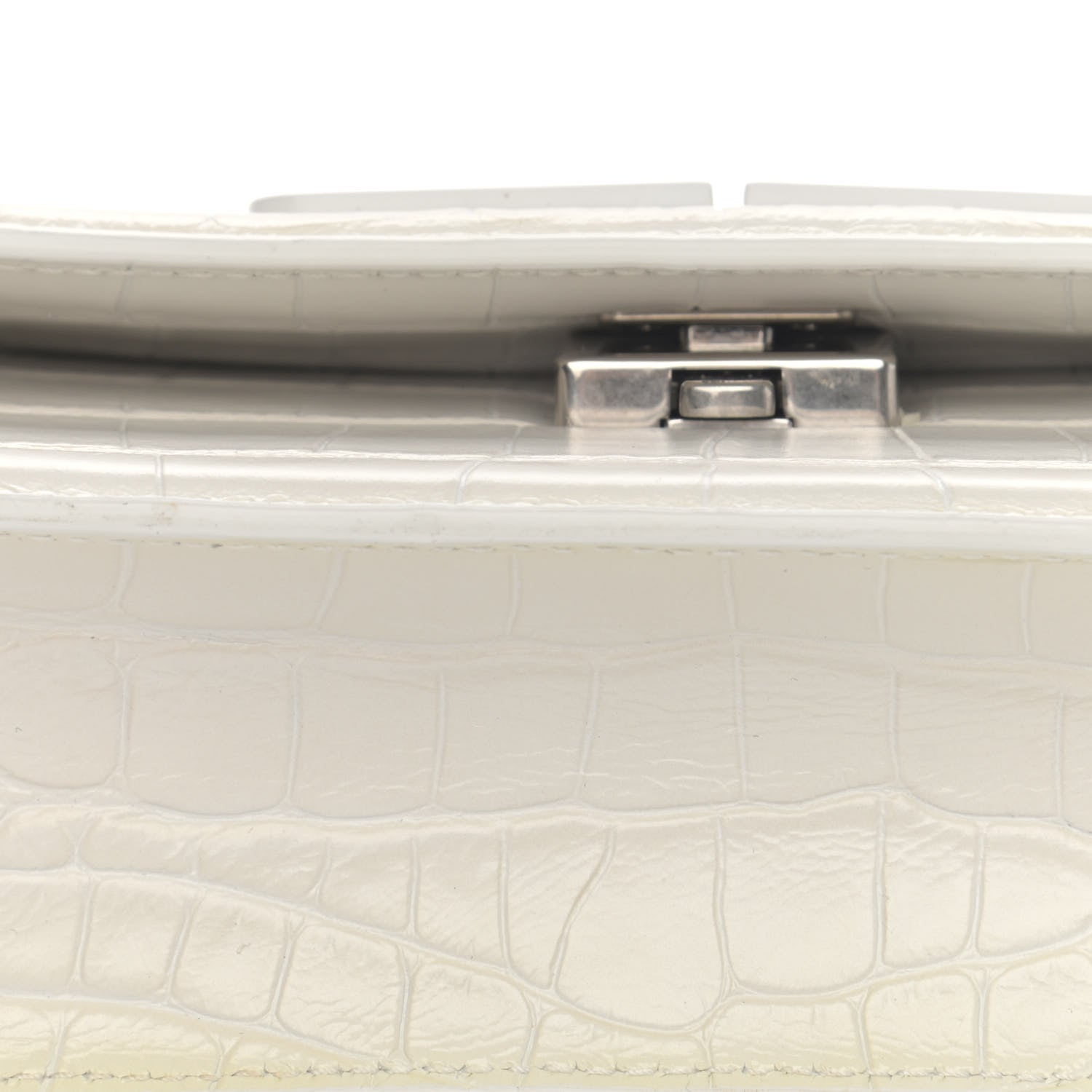 Balenciaga Extra Supple Calfskin Crocodile Embossed Gossip Chain Bag XS White 12 of 13
