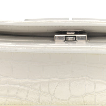 Balenciaga Extra Supple Calfskin Crocodile Embossed Gossip Chain Bag XS White 12 of 13
