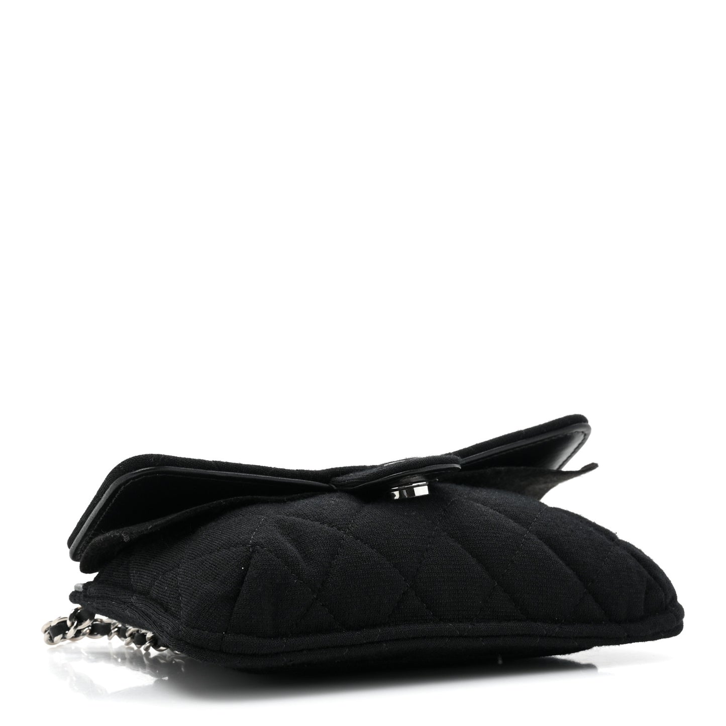 Jersey Fabric Quilted Foldable Tote With Chain Black Multicolor