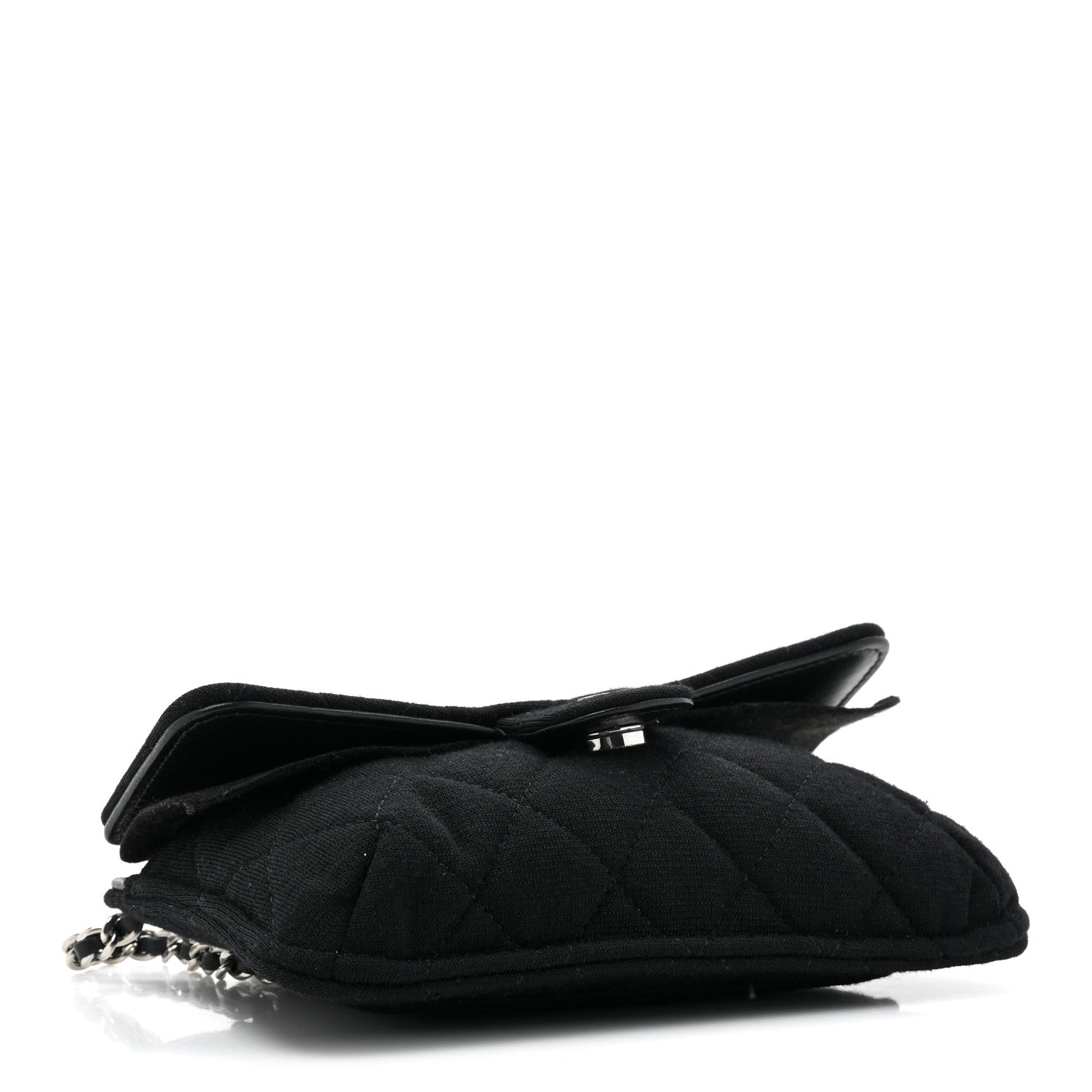 Chanel Jersey Fabric Quilted Foldable Tote With Chain Black Multicolor 7 of 15