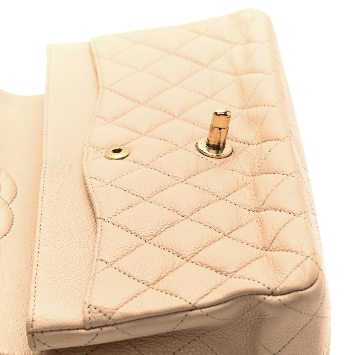 Caviar Quilted Medium Double Flap Beige Clair