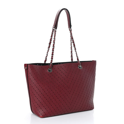 Chanel Perforated Grained Calfskin Large Shopping Tote Red 3 of 10