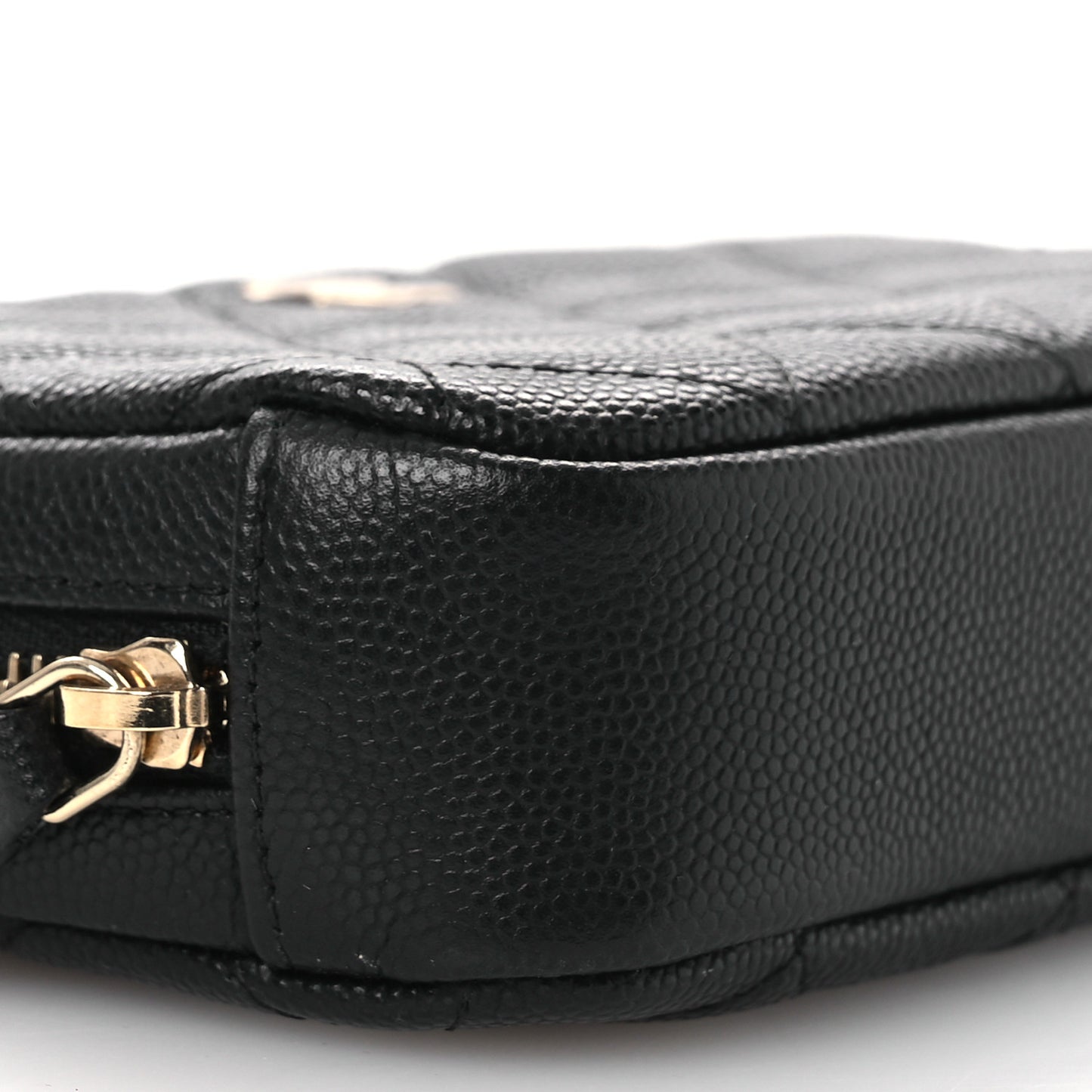 Caviar Quilted Small Curvy Pouch Cosmetic Case Black