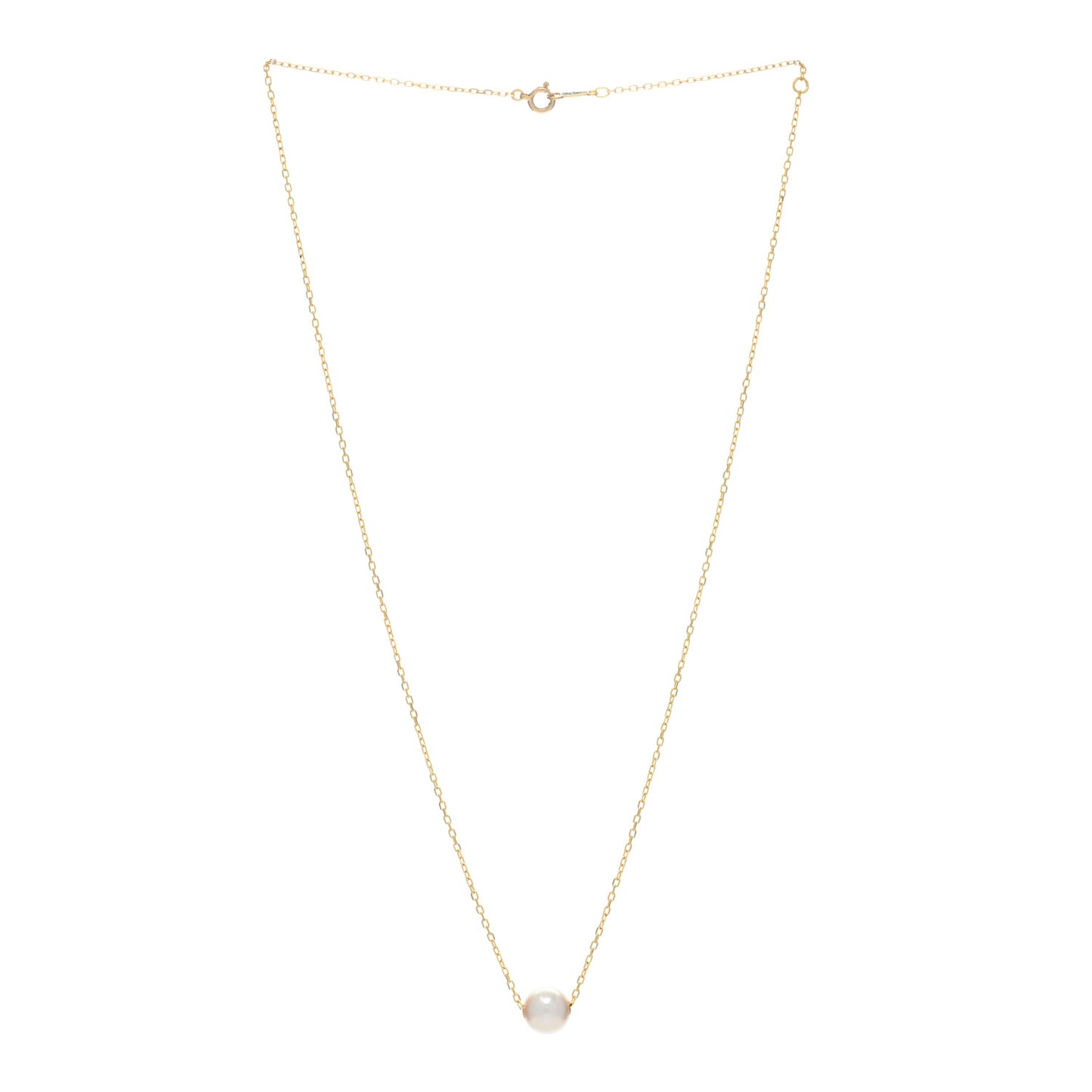 18K Yellow Gold Akoya Pearl 8mm Pendant Necklace