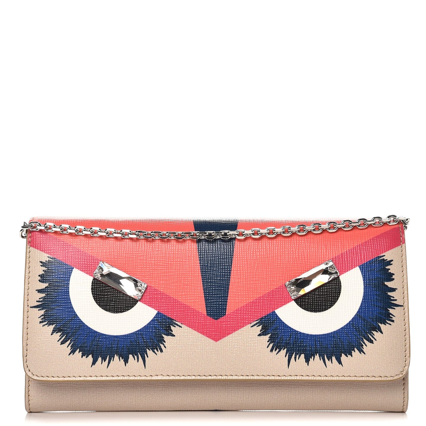 Vitello Elite Crystal Eye Monster Continental Wallet on Chain Bellini Multicolor