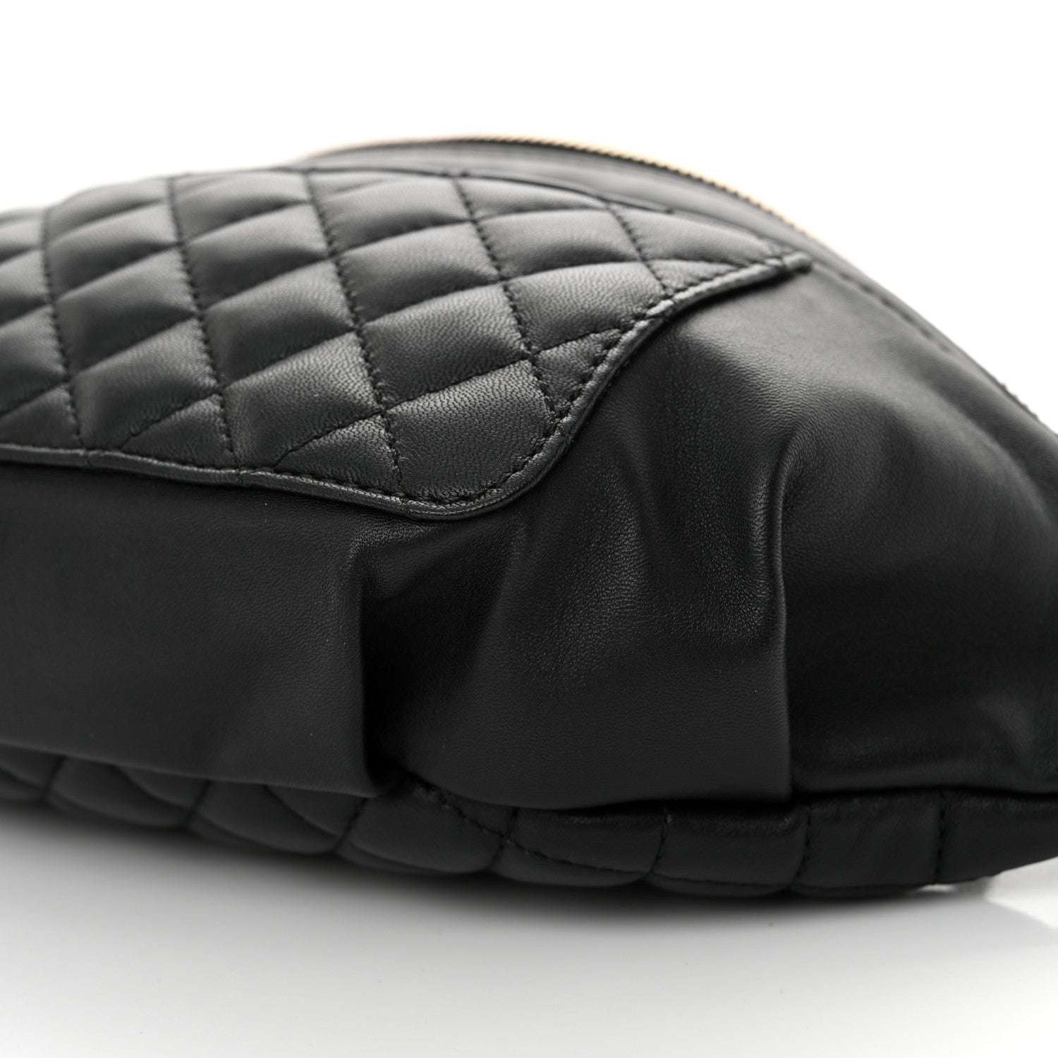 Chanel Crumpled Glazed Lambskin Quilted Waist Bag Fanny Pack Black 10 of 12