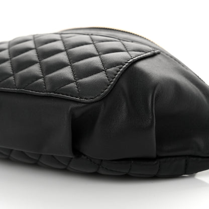 Chanel Crumpled Glazed Lambskin Quilted Waist Bag Fanny Pack Black 10 of 12
