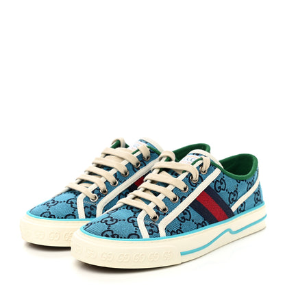 Gucci GG Monogram Multicolor Web Womens 1977 Tennis Sneakers 36.5 Light Blue Mystic White 3 of 8