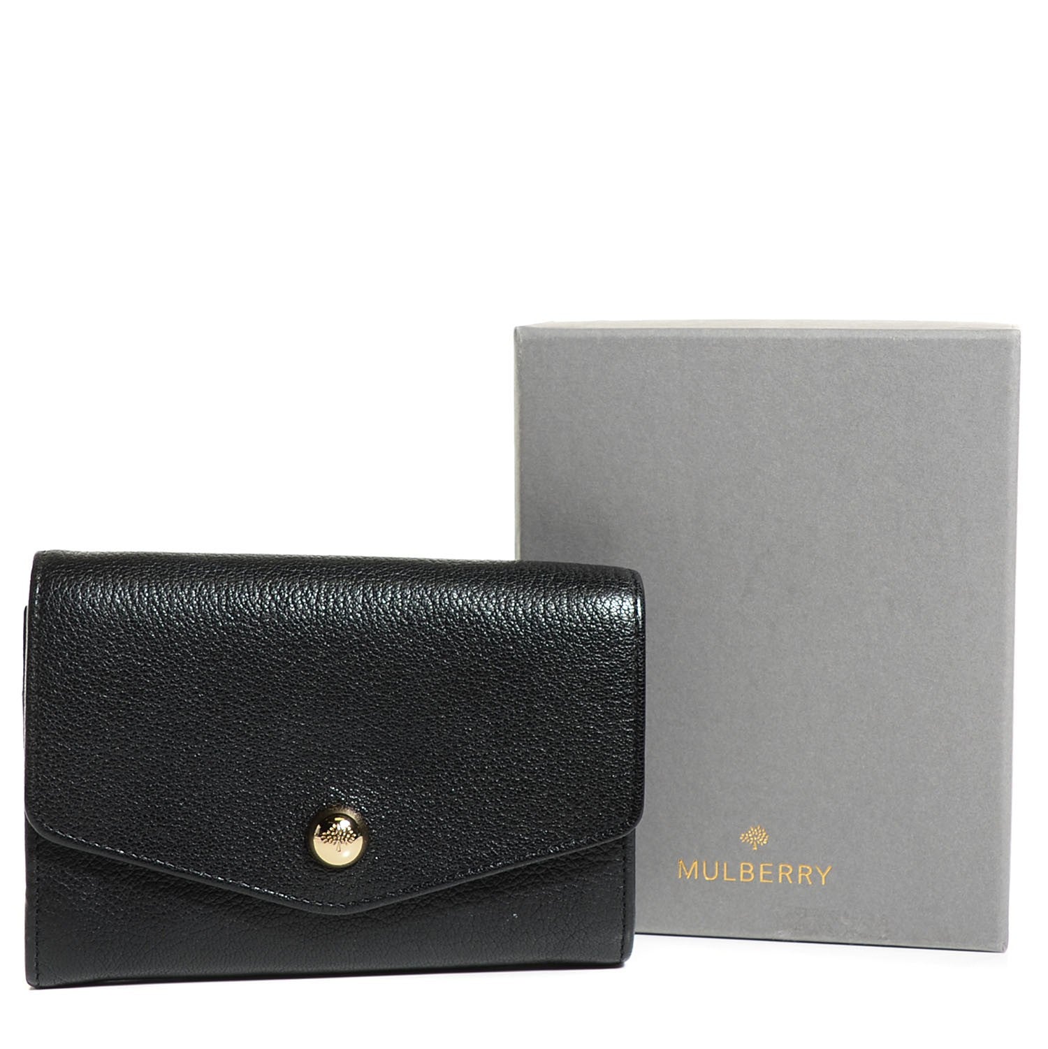 Mulberry Glossy Goatskin Dome Rivet French Purse Wallet Black 5 of 11