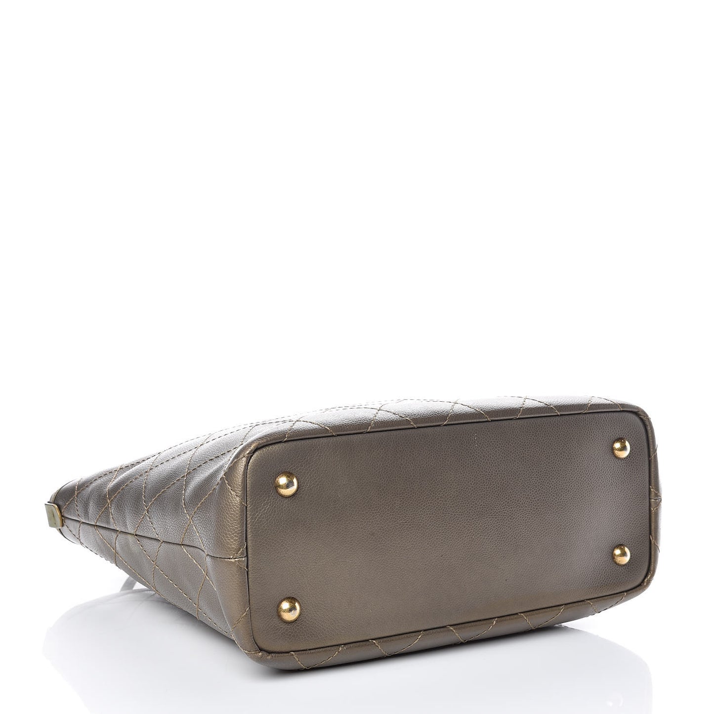 Grained Calfskin Large Shopping Fever Tote Gold