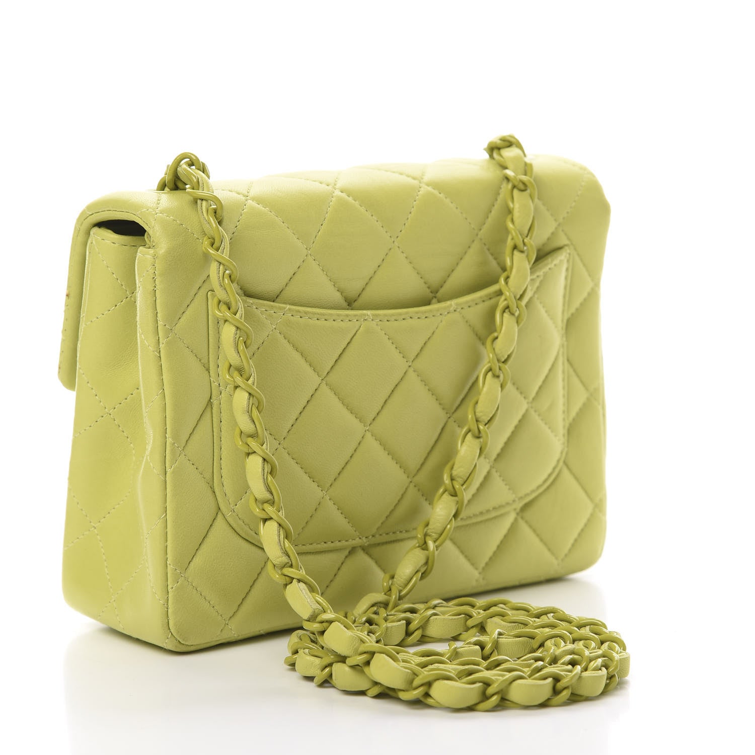 Chanel Lambskin Quilted Mini Square Flap Green 3 of 16