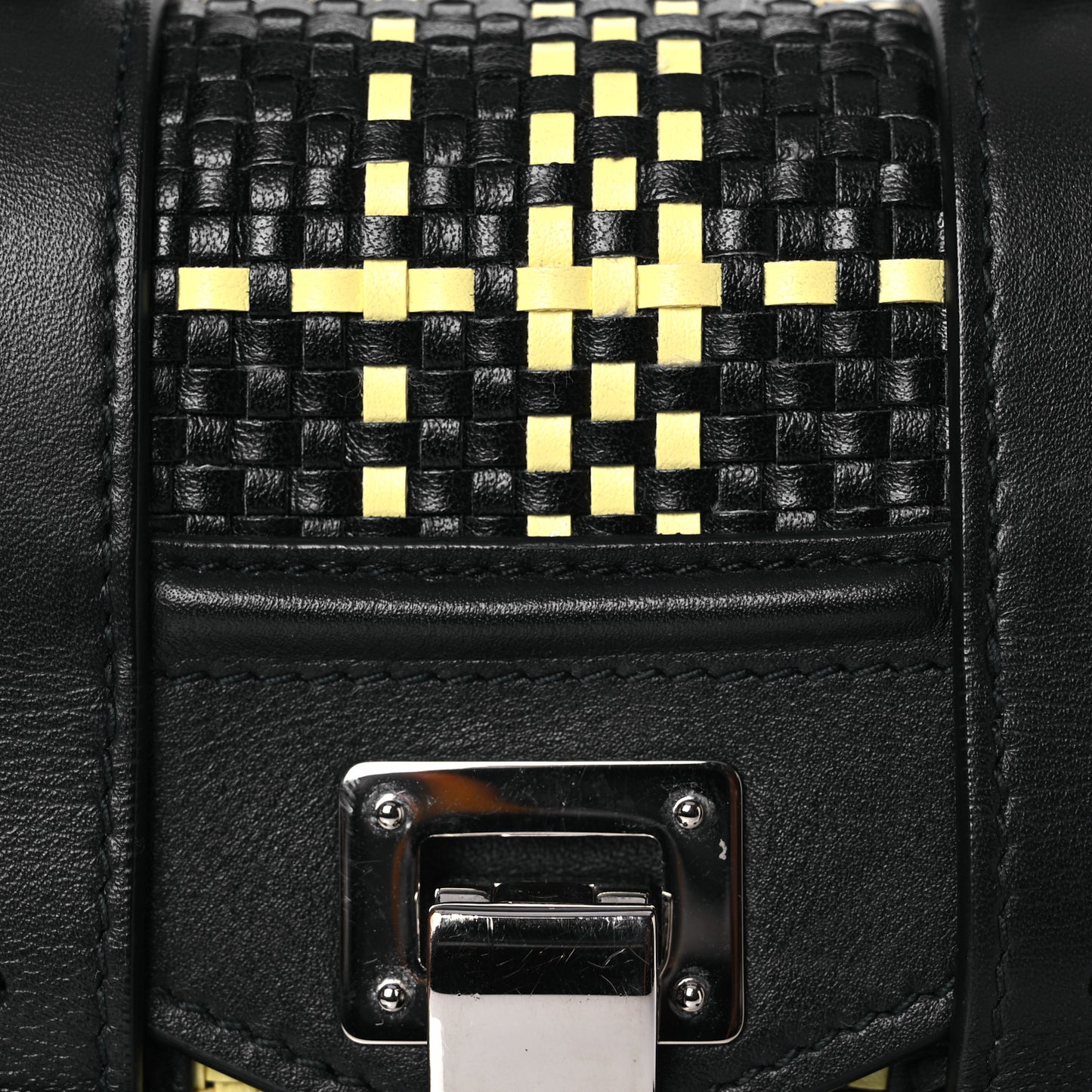 Lambskin Woven Plaid Micro PS1 Satchel Black Butter Toast