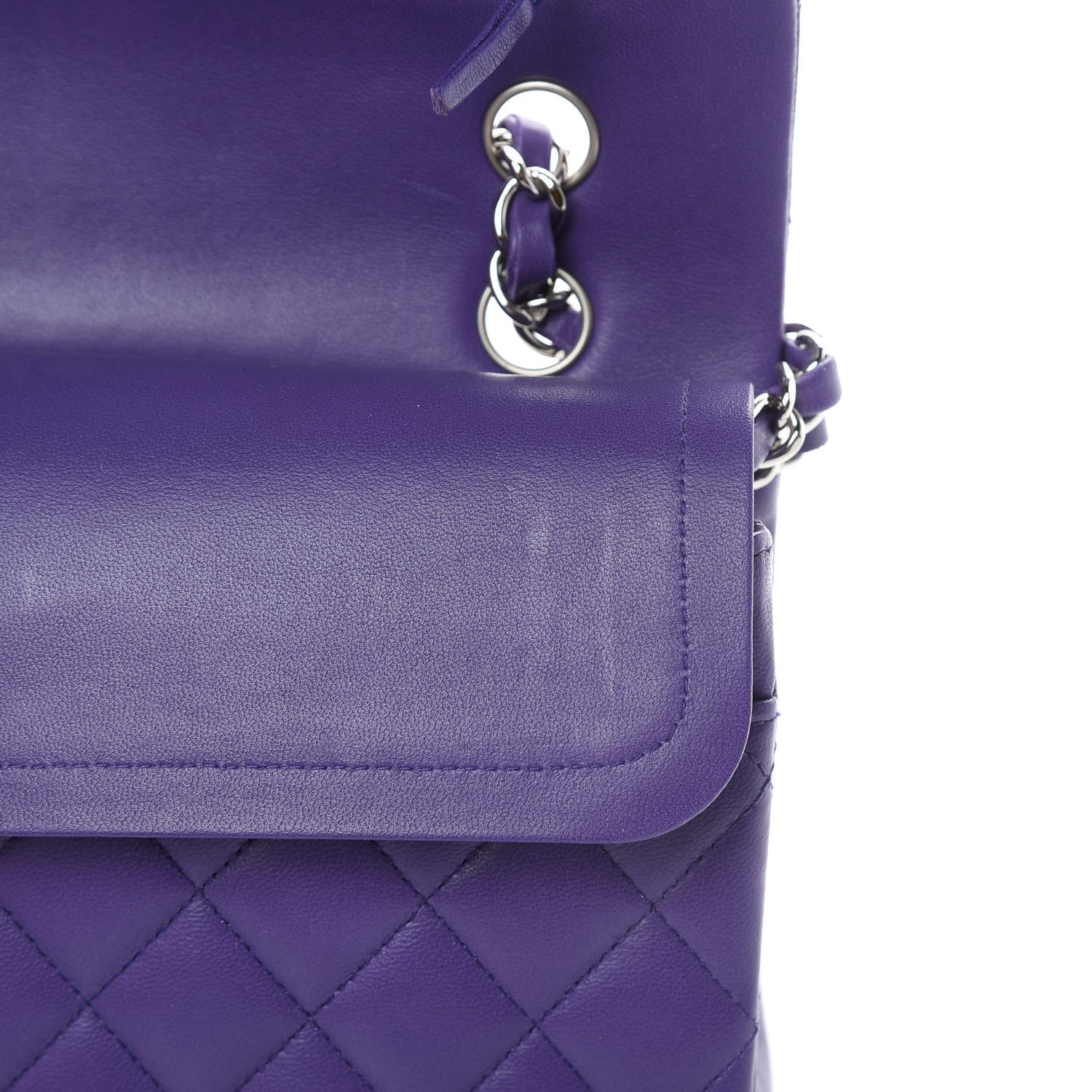Chanel Lambskin Quilted Medium Double Flap Purple 14 of 16