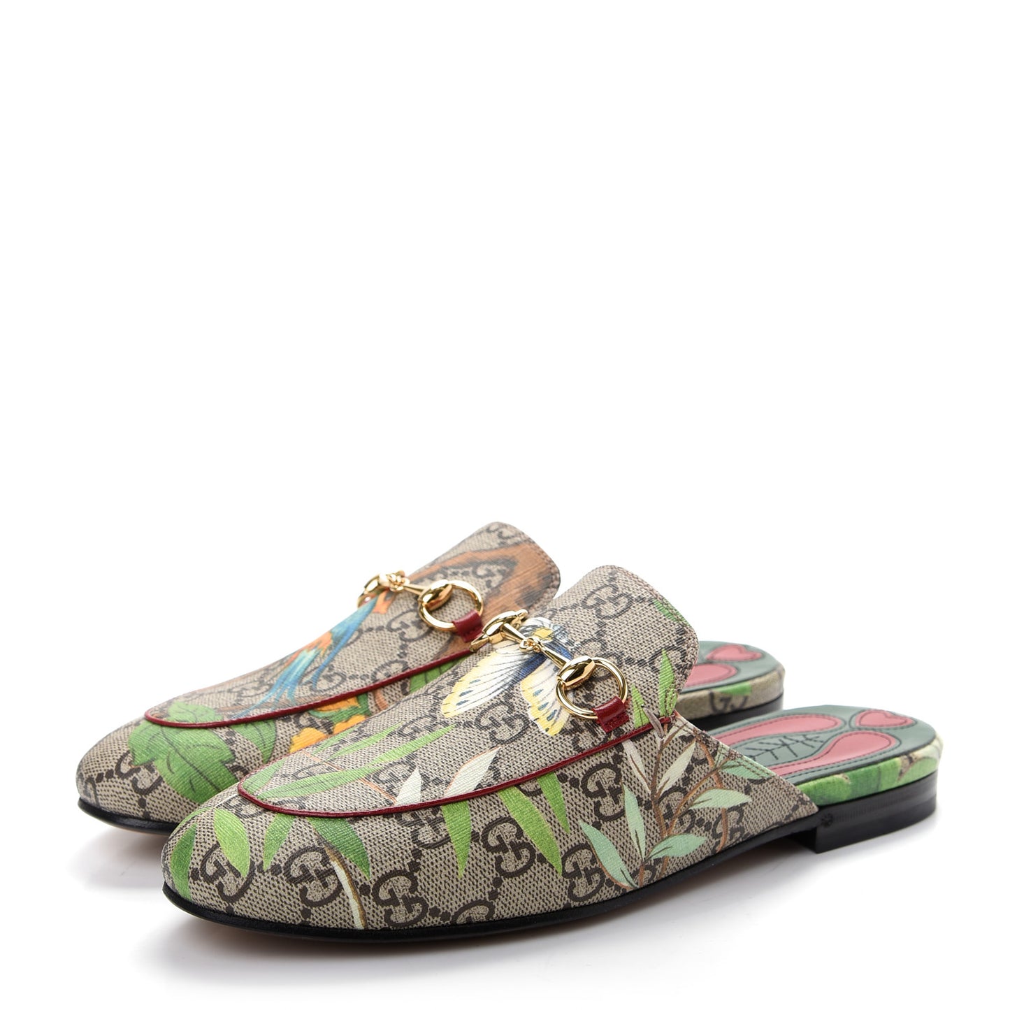 GG Supreme Monogram Tian Womens Princetown Slippers 36 Beige Ebony Multicolor