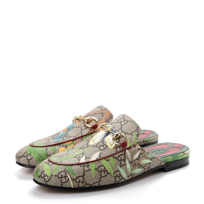 Gucci GG Supreme Monogram Tian Womens Princetown Slippers 36 Beige Ebony Multicolor 3 of 11