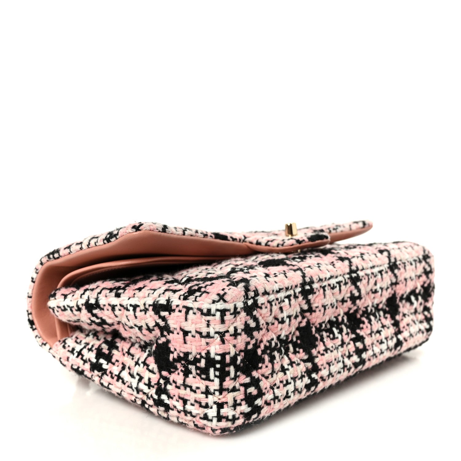 Chanel Tweed Quilted Medium Double Flap Pink Black White 3 of 10