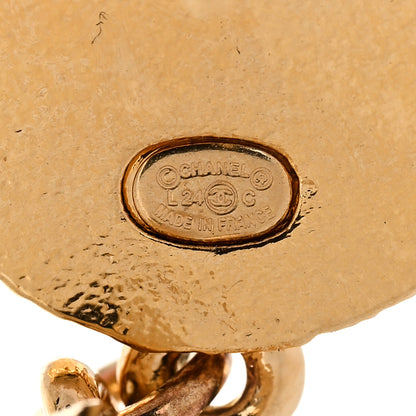 Chanel Enamel CC Drop Earrings Gold Pink 4 of 5
