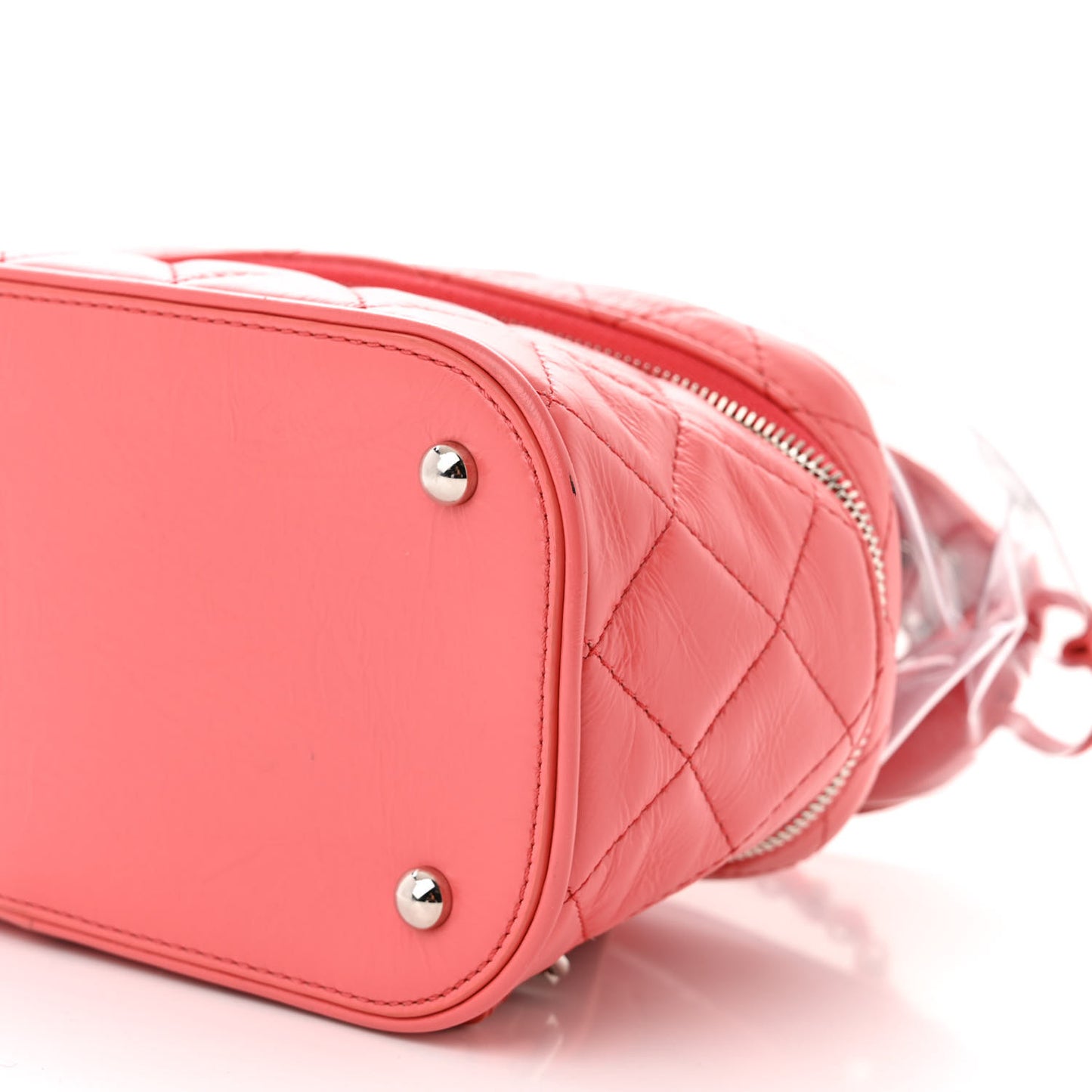 Crumpled Calfskin PVC Quilted Backpack Pink