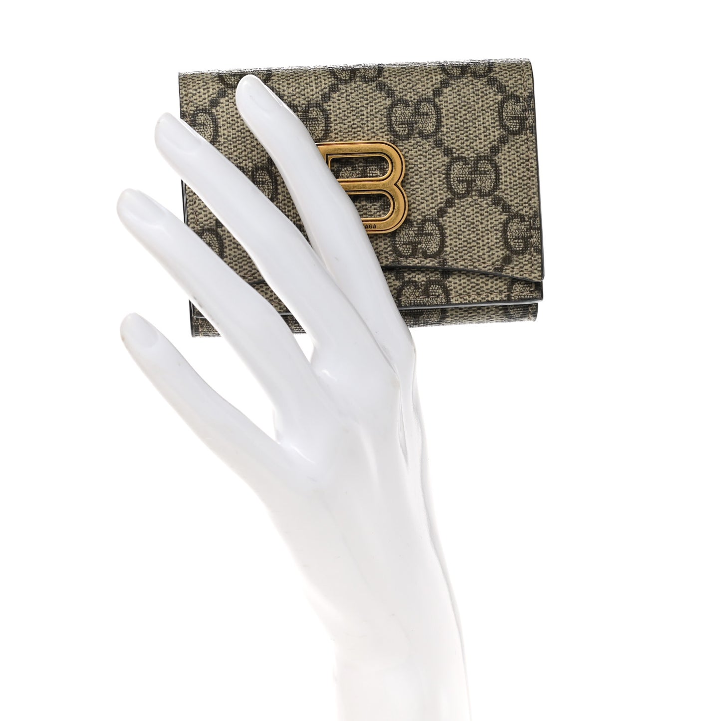 X BALENCIAGA GG Supreme Monogram Card Case Wallet Beige Ebony