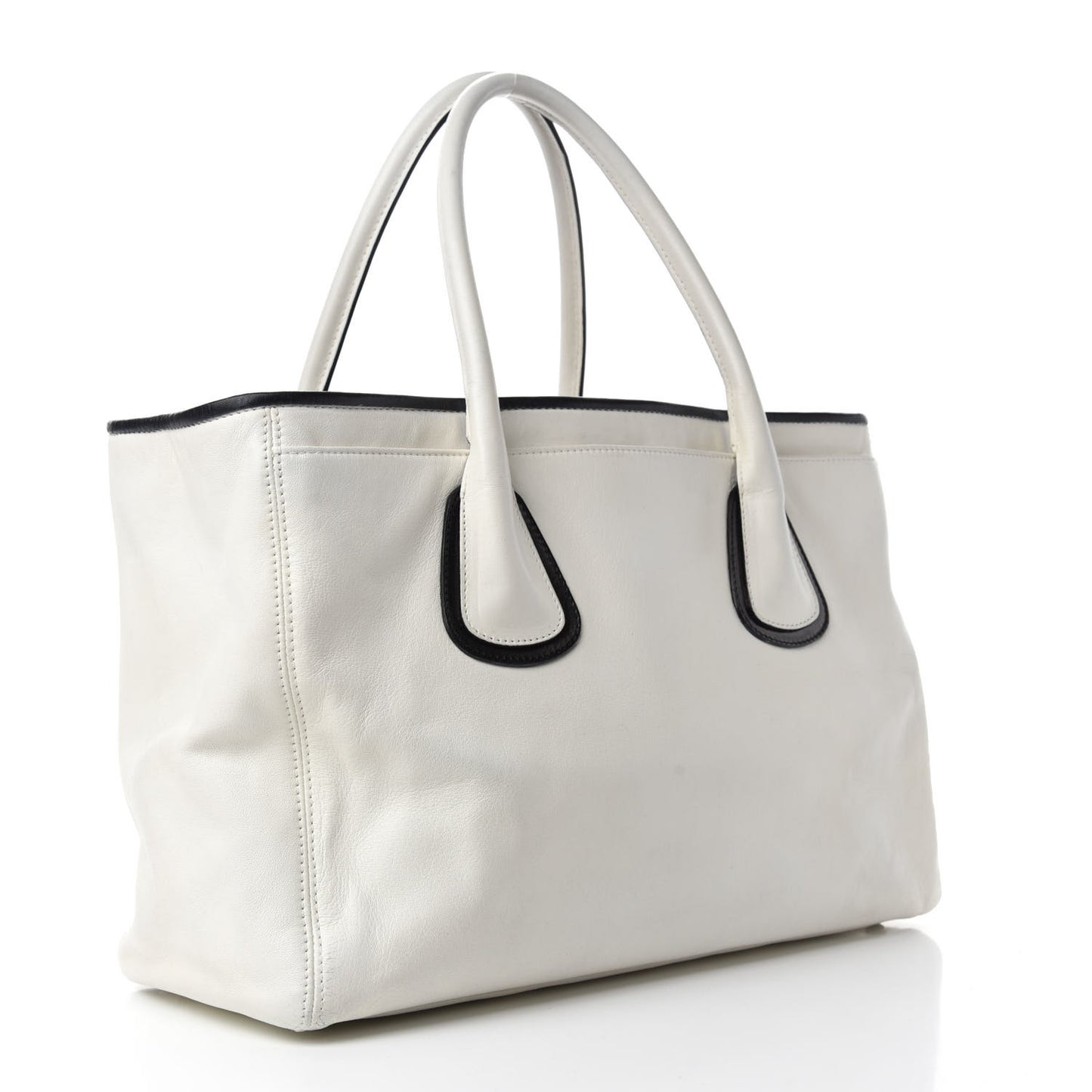 Lambskin Executive Cerf Shopper Tote White