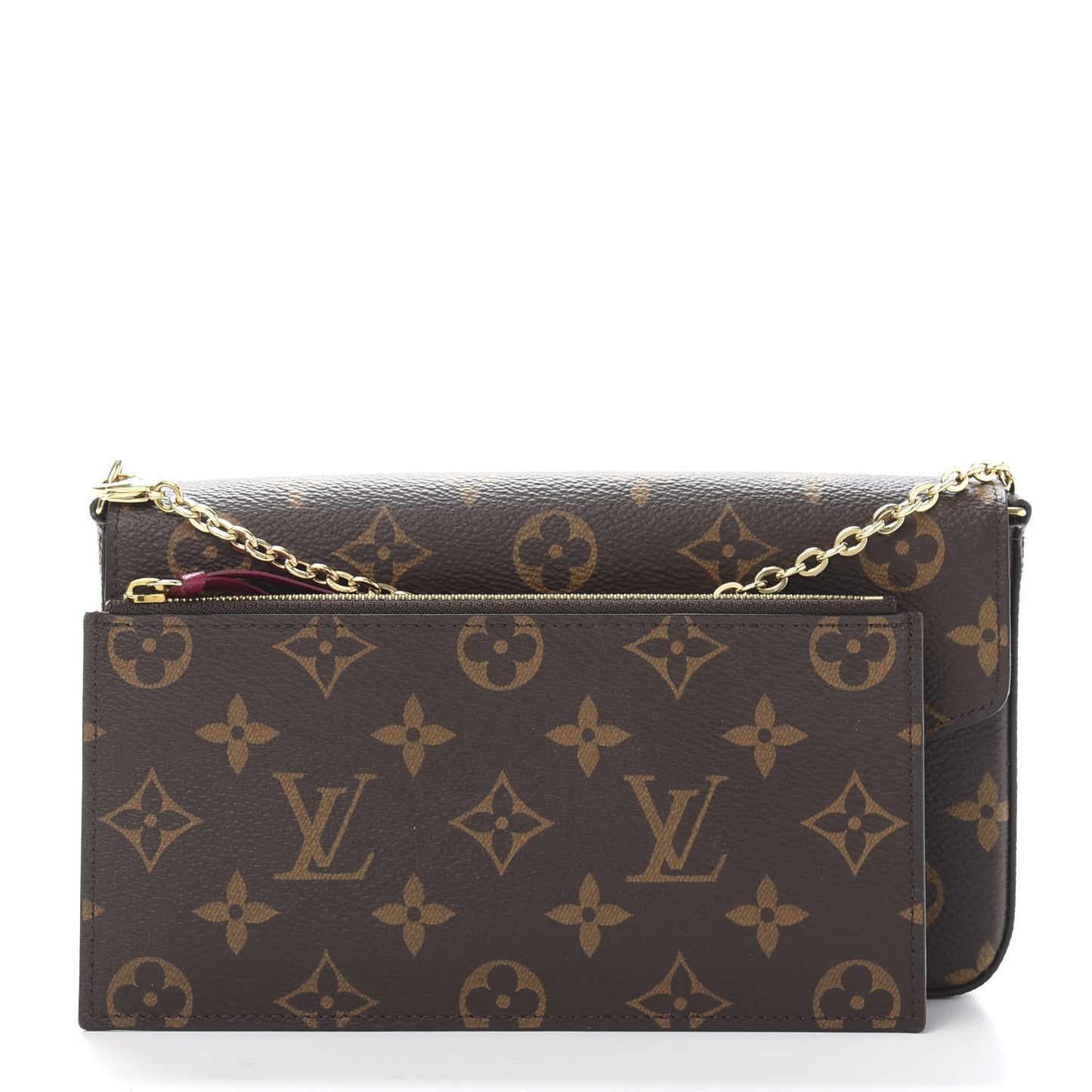 Monogram Pochette Felicie Chain Wallet Fuchsia