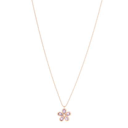 Tiffany 18K Rose Gold Amethyst Diamond Sparklers Flower Pendant Necklace 1 of 6